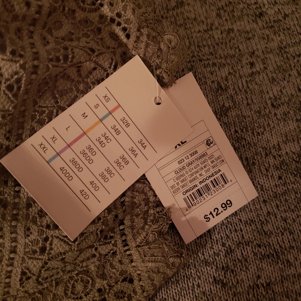 Auden grey strapless bra